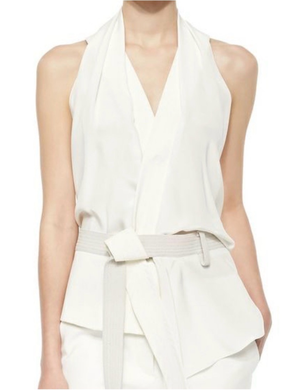3.1 Phillip Lim ivory Draped Wrap Top Judo Belt Top size 10 NWT